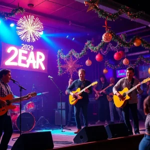 New Year's Eve celebration at Grand Royale with local musicians performing.