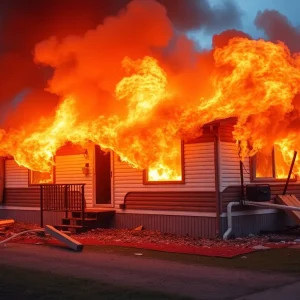 Mobile home fire and explosion in Newalla, Oklahoma