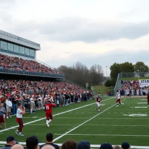 Players in action during Ohio high school football semifinals
