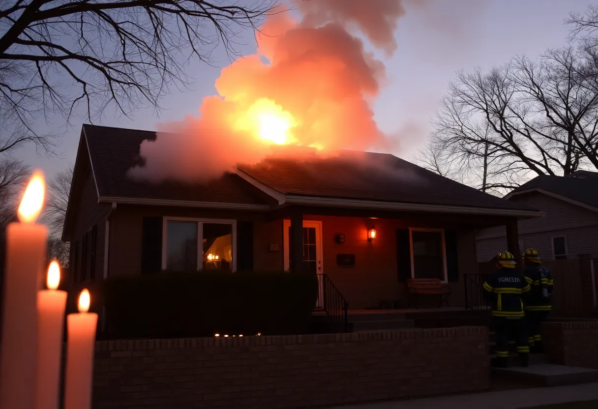 Firefighters responding to a house fire caused by an unattended candle in northwest Oklahoma City.