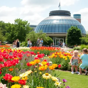 Visitors enjoying the botanical gardens in Oklahoma City.