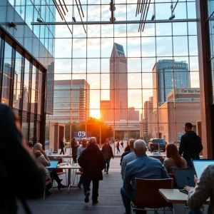 A modern business landscape in Oklahoma City focusing on innovation and community involvement.