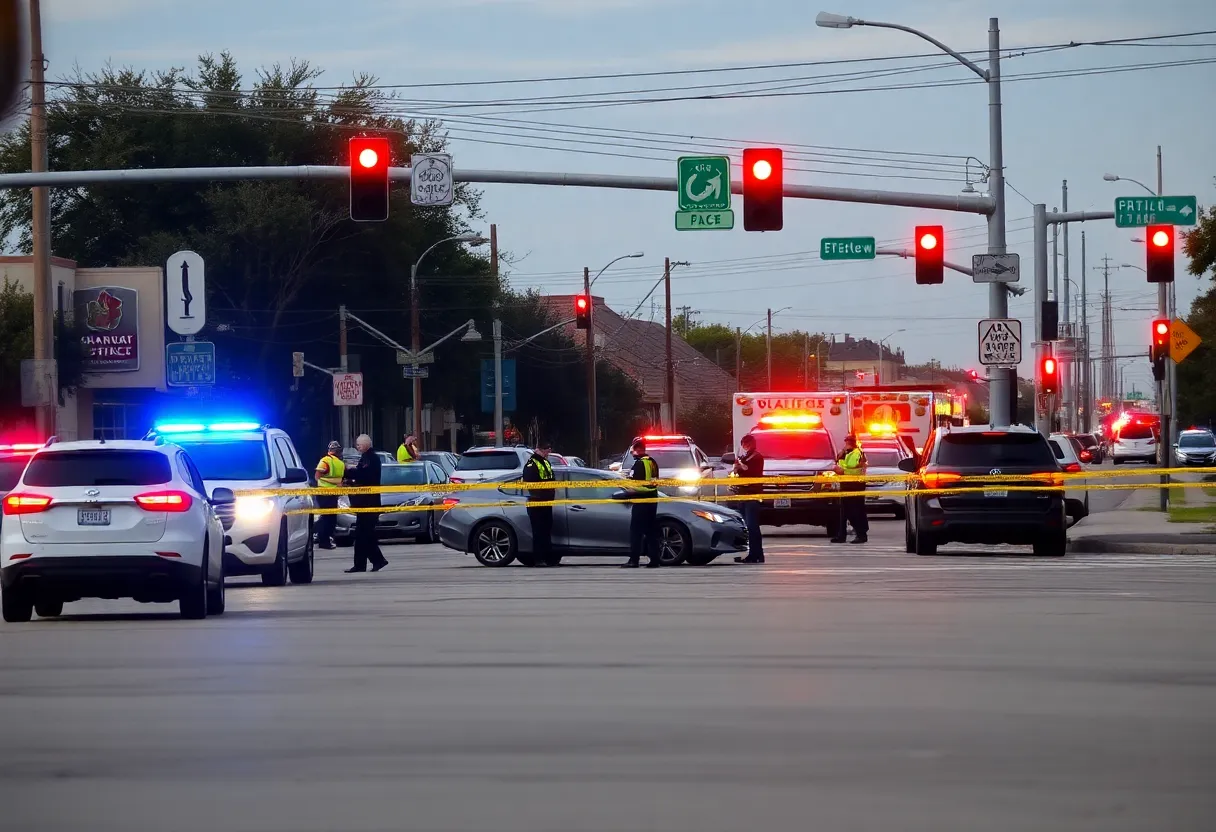 Emergency responders at a car accident scene in Oklahoma City
