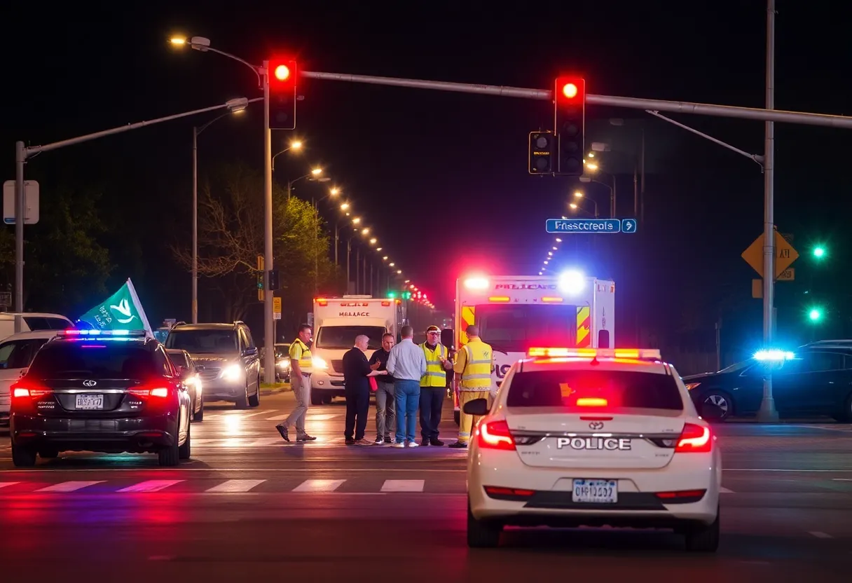 Emergency responders assisting injured individuals at a crash site in Oklahoma City