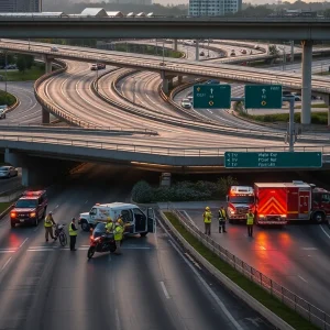 Emergency responders at a crash scene in Oklahoma City