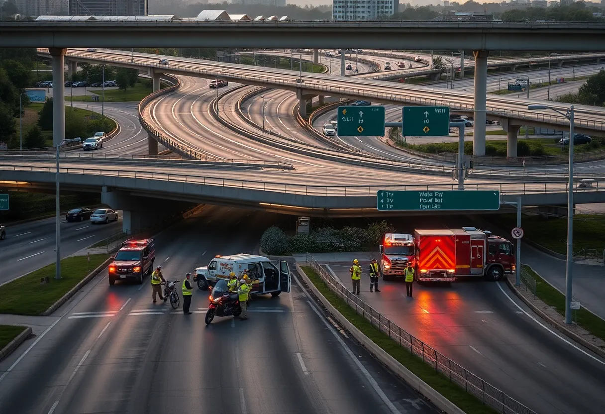 Emergency responders at a crash scene in Oklahoma City