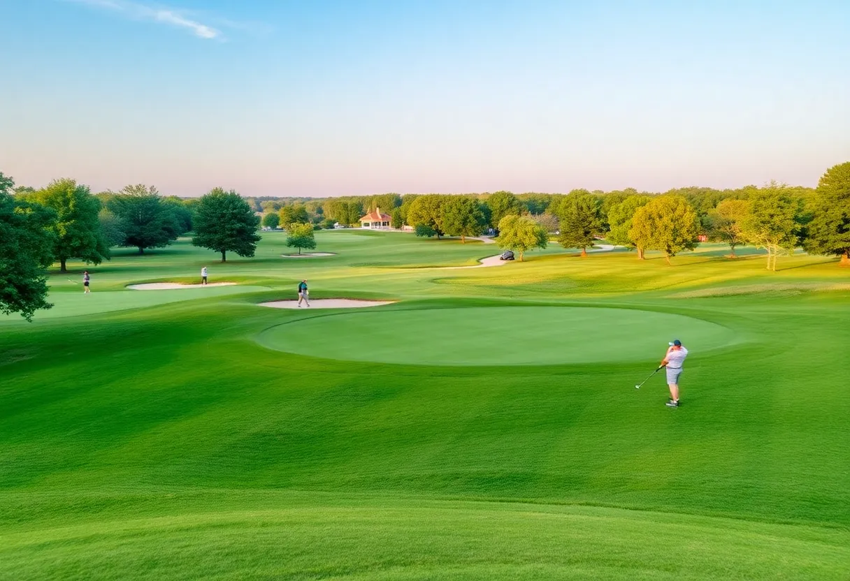 Golfers playing on a sunny Oklahoma City golf course