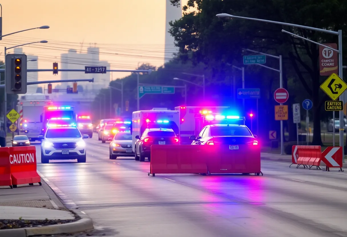 Emergency vehicles at the scene of an injury crash in Oklahoma City