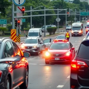 Emergency responders at a multi-vehicle crash scene in Oklahoma City