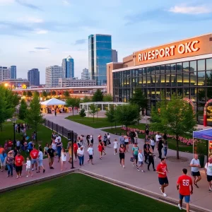 Oklahoma City hosting Olympic events at Riversport OKC and Devon Park with enthusiastic crowds.