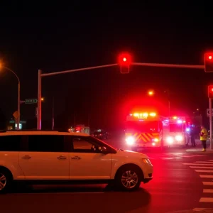 Emergency personnel at the scene of a pedestrian accident in Oklahoma City
