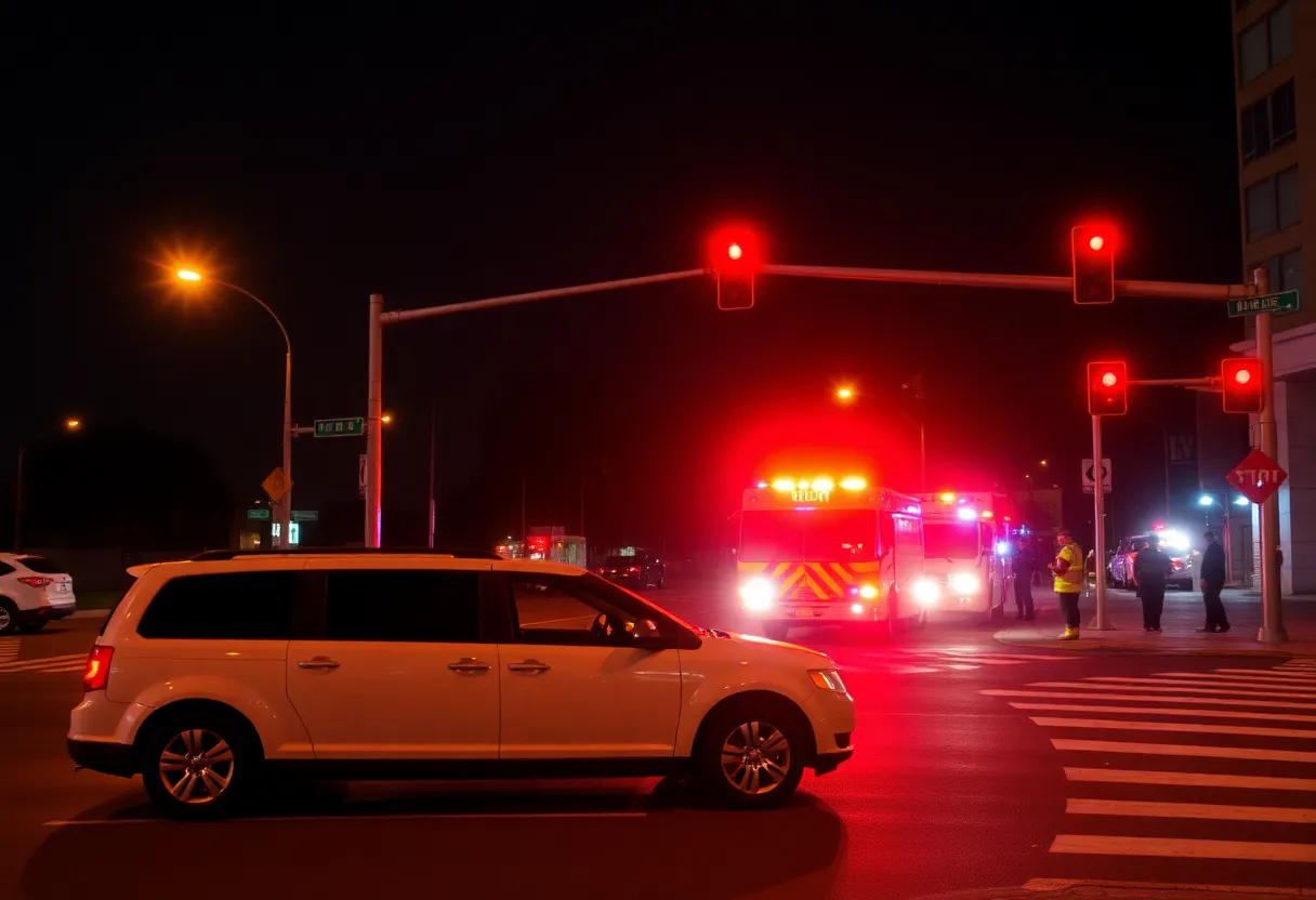 Emergency personnel at the scene of a pedestrian accident in Oklahoma City