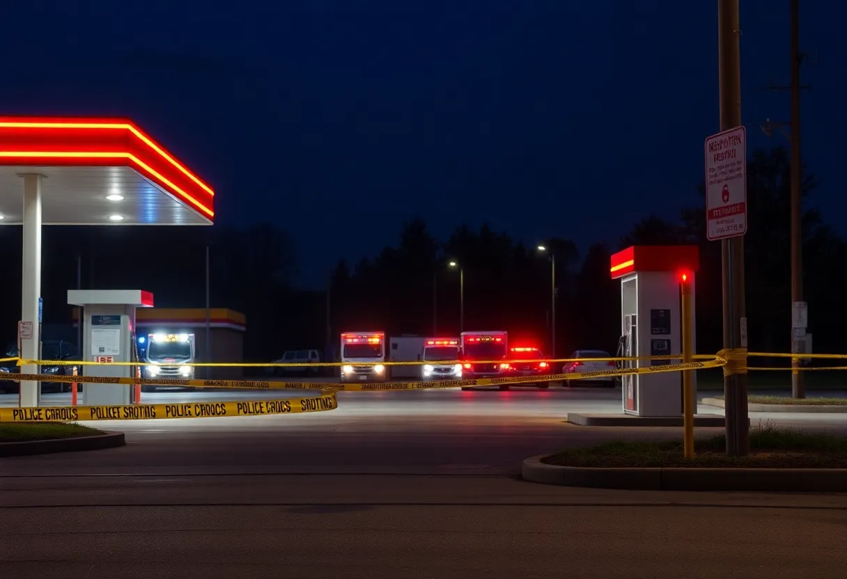Police at a gas station after a shooting in Oklahoma City