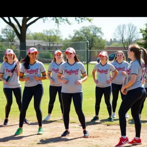 Women's softball team from Oklahoma City practicing in the park