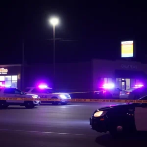 Police cordon and emergency vehicles at the scene of a stabbing in Oklahoma City