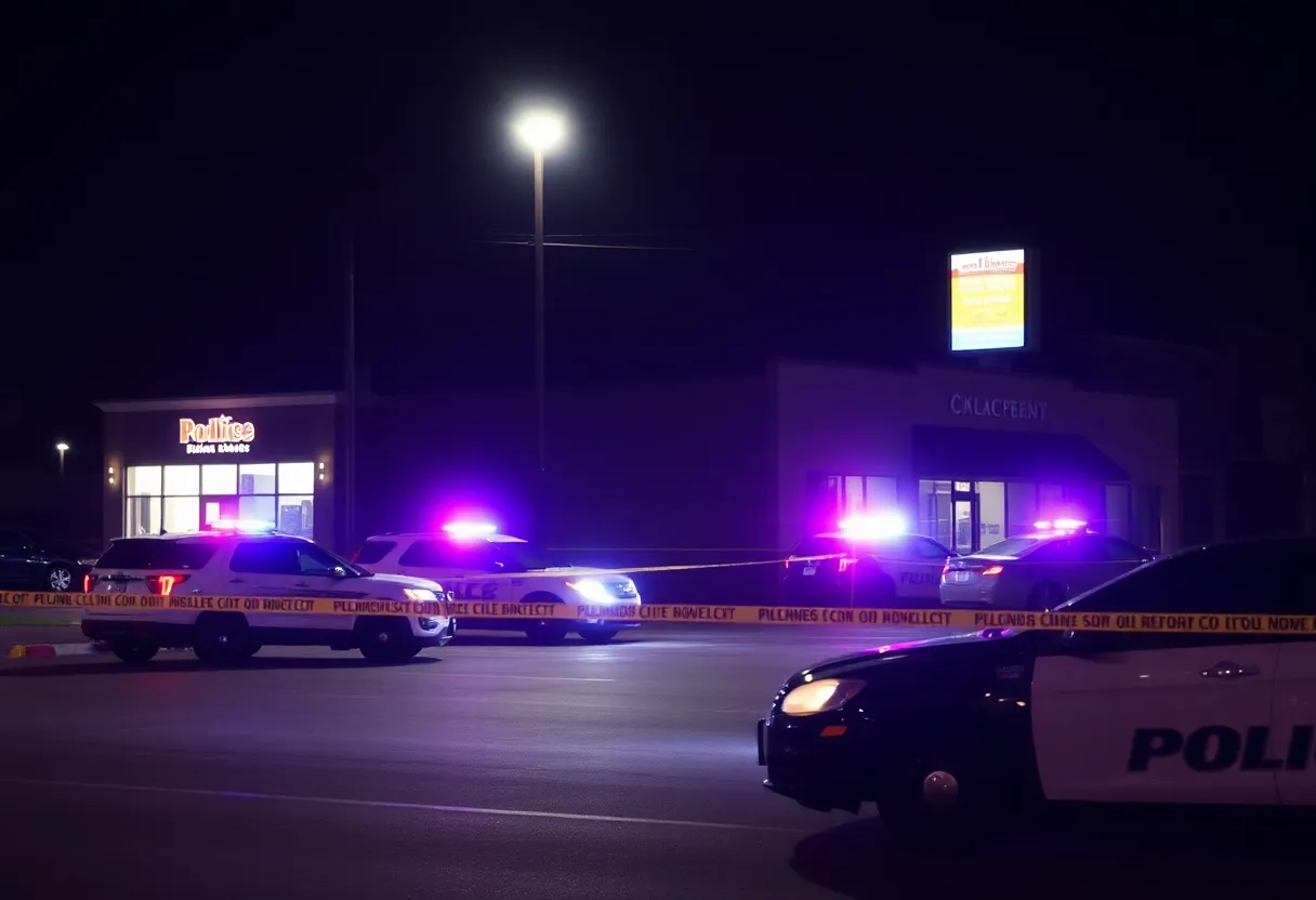 Police cordon and emergency vehicles at the scene of a stabbing in Oklahoma City