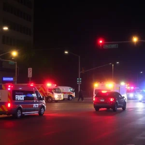 Emergency responders at the scene of a traffic accident in Oklahoma City