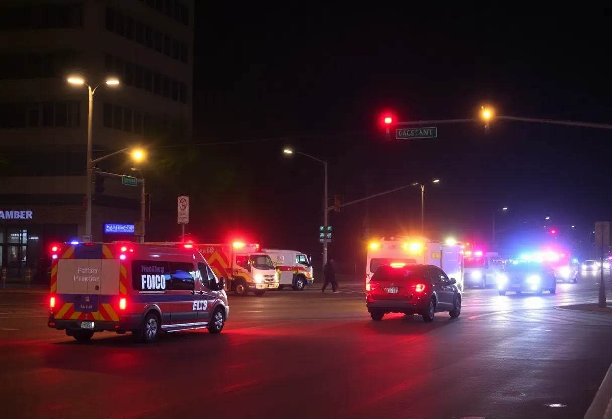 Emergency responders at the scene of a traffic accident in Oklahoma City