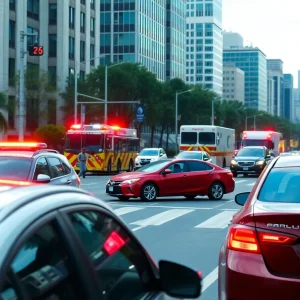 Emergency responders at a traffic accident site in Oklahoma City