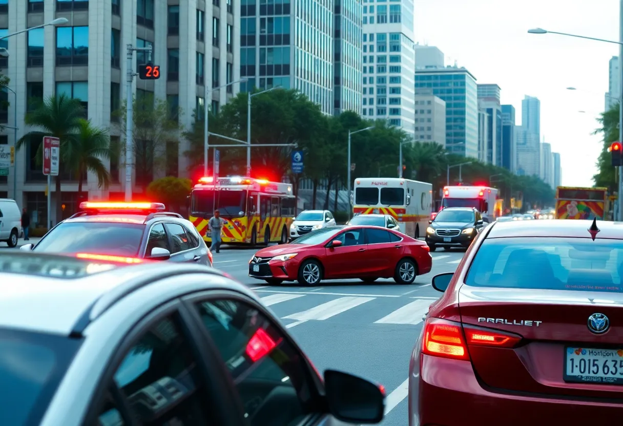 Emergency responders at a traffic accident site in Oklahoma City