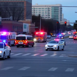 Emergency response at a traffic collision site in Oklahoma City.