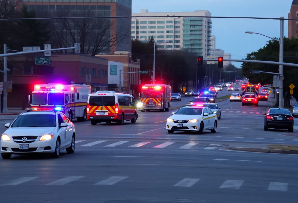 Emergency response at a traffic collision site in Oklahoma City.