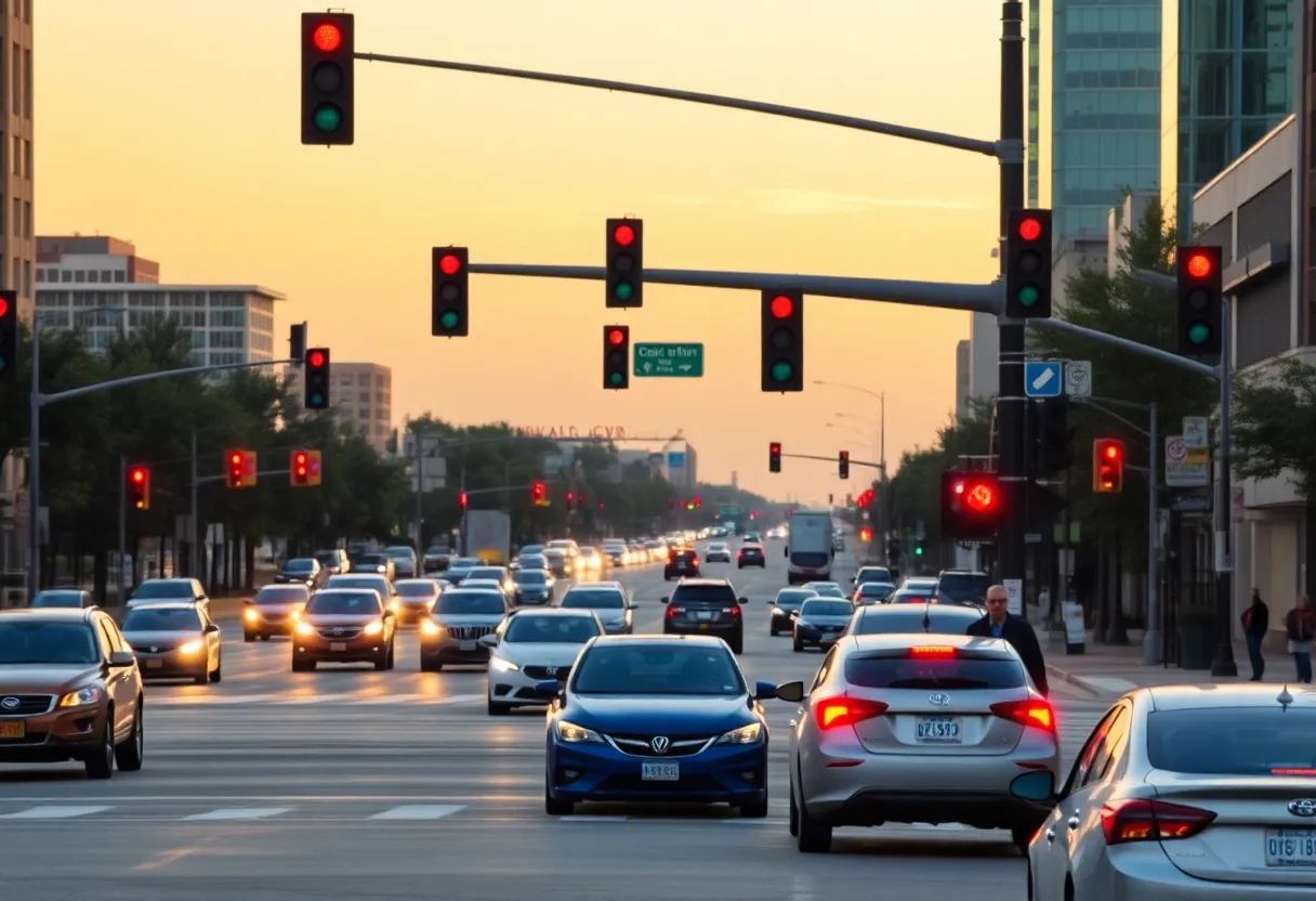 Busy traffic intersection in Oklahoma City