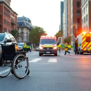 Scene of a wheelchair and vehicle accident in Oklahoma City
