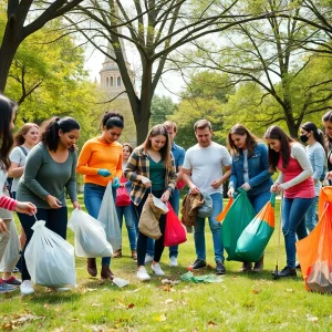 Volunteers engaged in a community cleanup in Oklahoma City