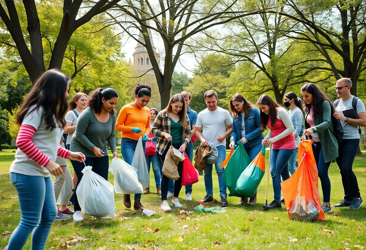 Volunteers engaged in a community cleanup in Oklahoma City