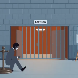 Oklahoma County Jail exterior showcasing a large building with a security wall.