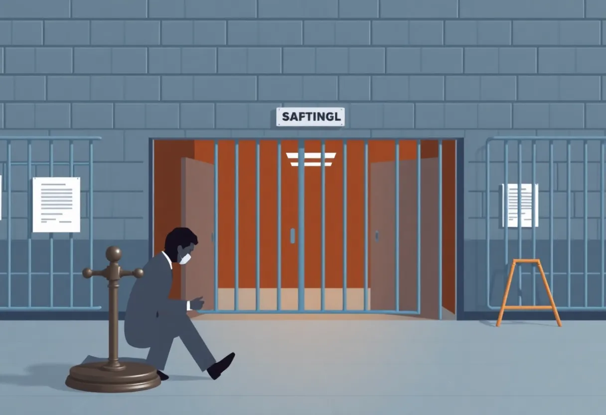 Oklahoma County Jail exterior showcasing a large building with a security wall.