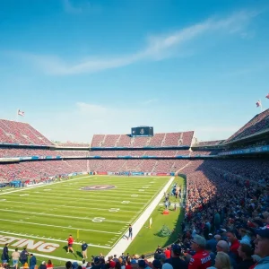 Crowd enjoying the college football playoff game at Oklahoma stadium