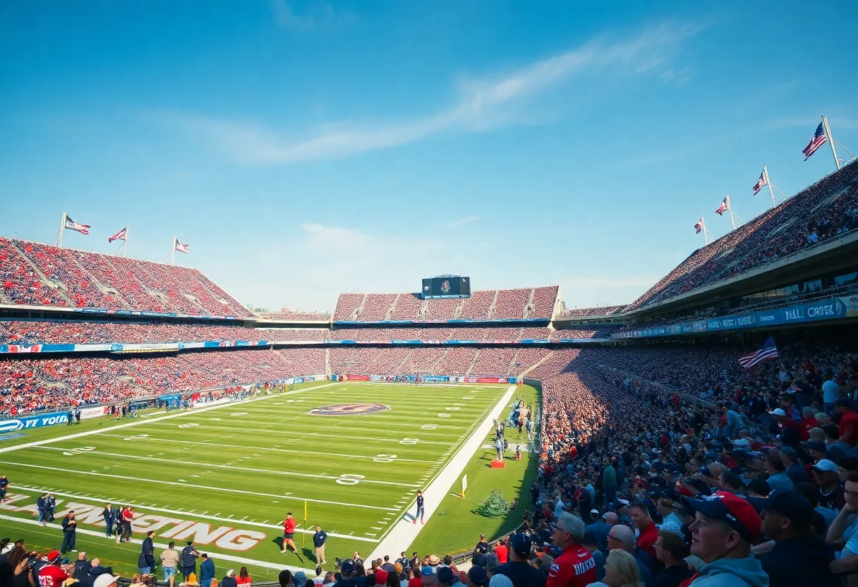 Crowd enjoying the college football playoff game at Oklahoma stadium
