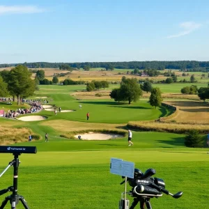 Vibrant golf course during championship play