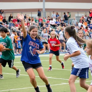 Young athletes competing in a high school sports event in Oklahoma