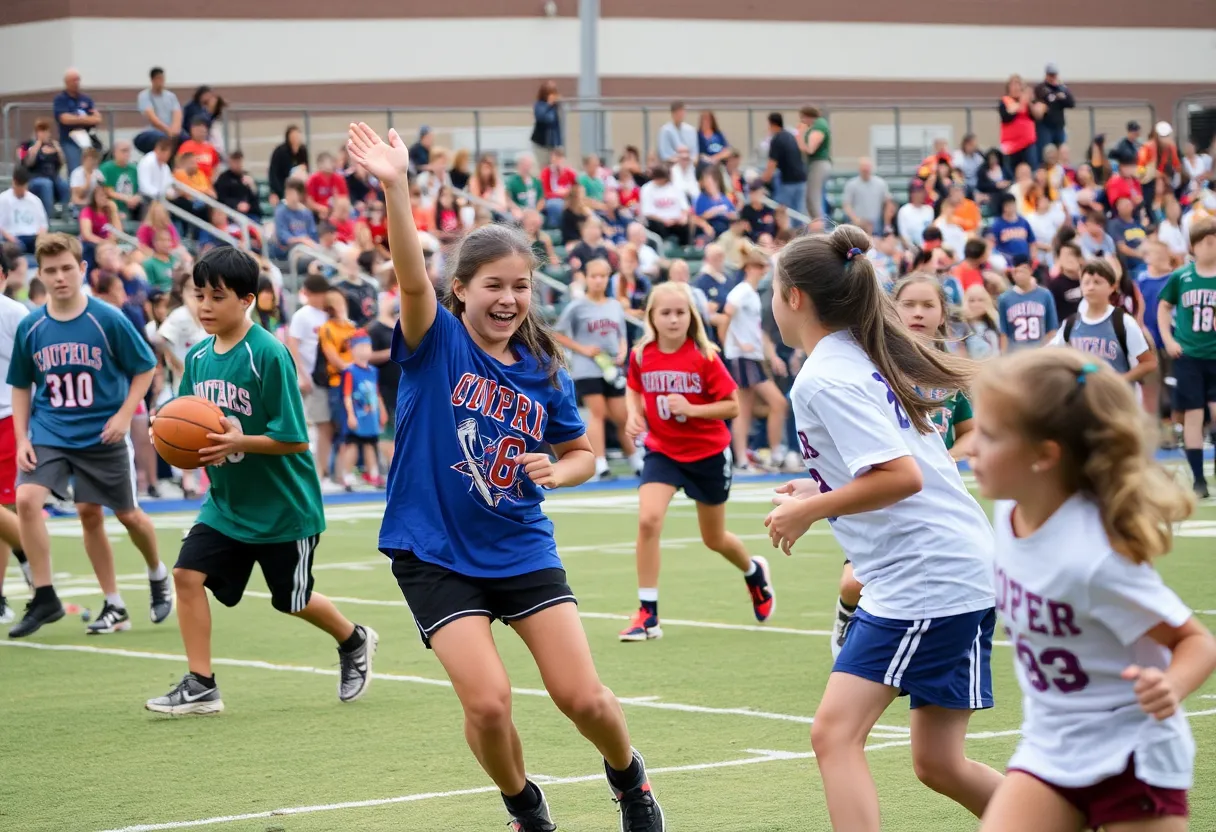 Young athletes competing in a high school sports event in Oklahoma