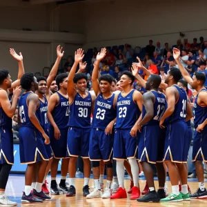 Oklahoma Sooners basketball team celebrating a win