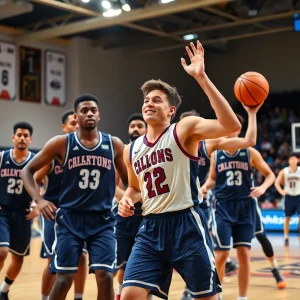 Oklahoma State basketball players competing in a match