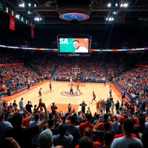Basketball game featuring Oklahoma State Cowboys and Kansas City Roos