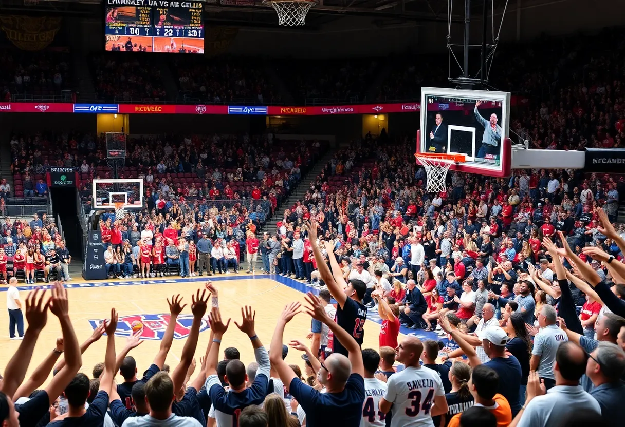 Oklahoma State Cowboys playing against Kansas City Roos in a basketball game at Gallagher-Iba Arena.