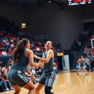 Oklahoma State Cowgirls competing in a basketball game against North Texas