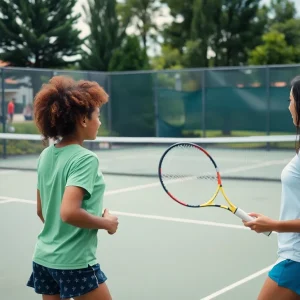 Oklahoma State University men's tennis team playing on the court