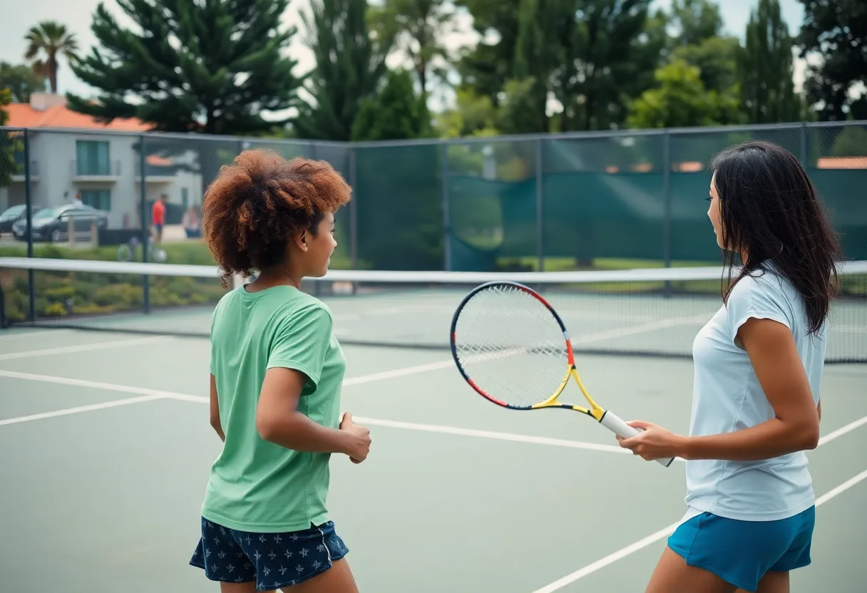 Oklahoma State University men's tennis team playing on the court