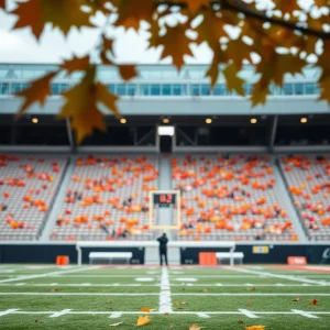 Empty football field at Oklahoma State University