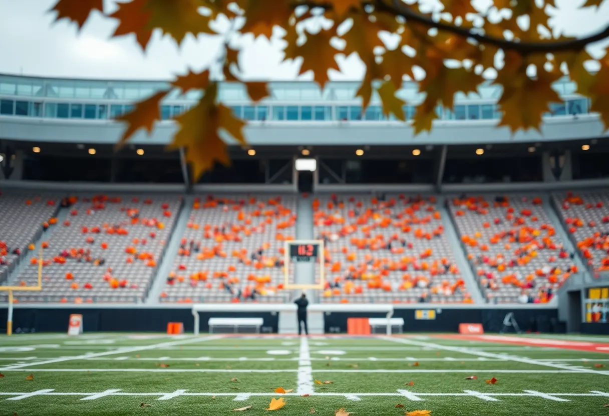 Empty football field at Oklahoma State University