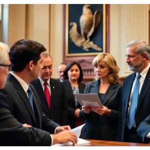 Oklahoma congressmen engaged in legislative discussions