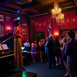 Guests enjoying the OPUS XIII Cabaret with New York City theme decorations