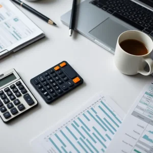Financial planning tools on a desk for organizing finances