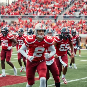 OSU football team practicing on the field with diverse players